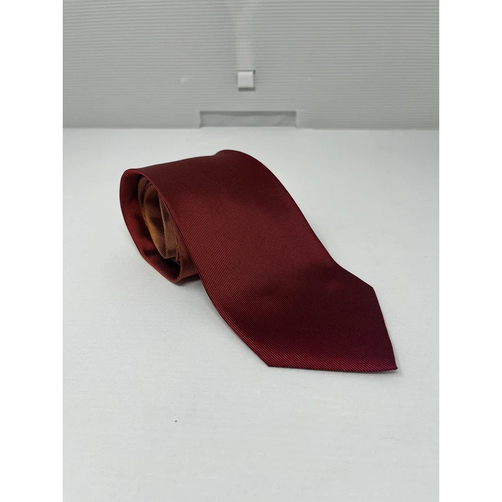 VTG Gucci Mens Silk Tie Burgundy Red Ombre Gradient Ribbed GG Monogram Italy